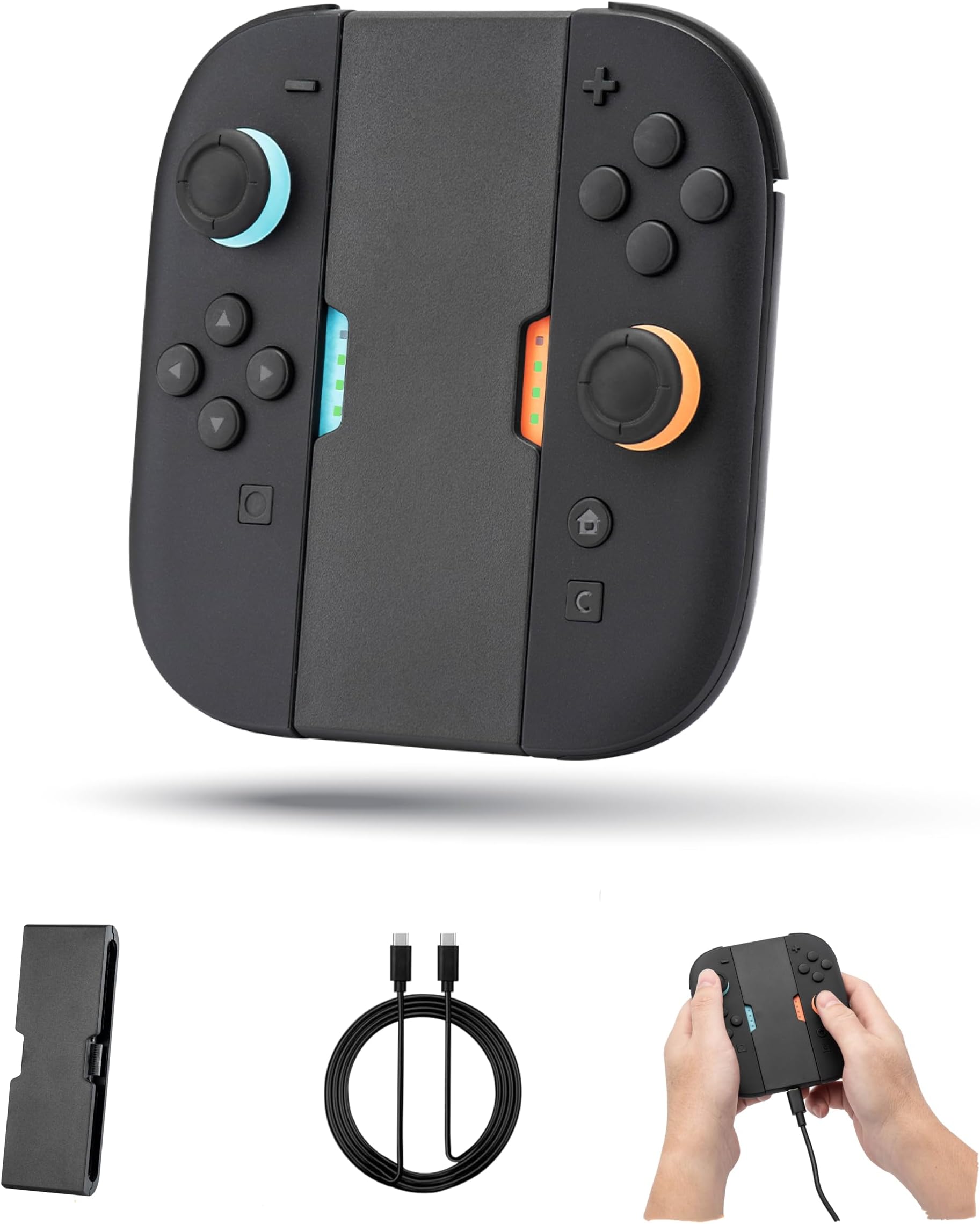 NITHO Charging Grip for Switch 2 JoyCon with 3M USB-C Cable, Ergonomic Controller Charger Handle Grip for Nintendo Switch 2, Compact Clip-In Charging Grip Holder, Play While Charging