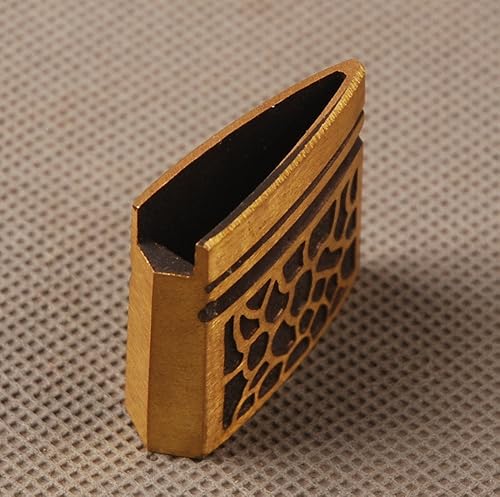 Miniatura 2 de Collar de espada de latón Habaki para espadas samuráis japonesas reemplazo patrón de leopardo