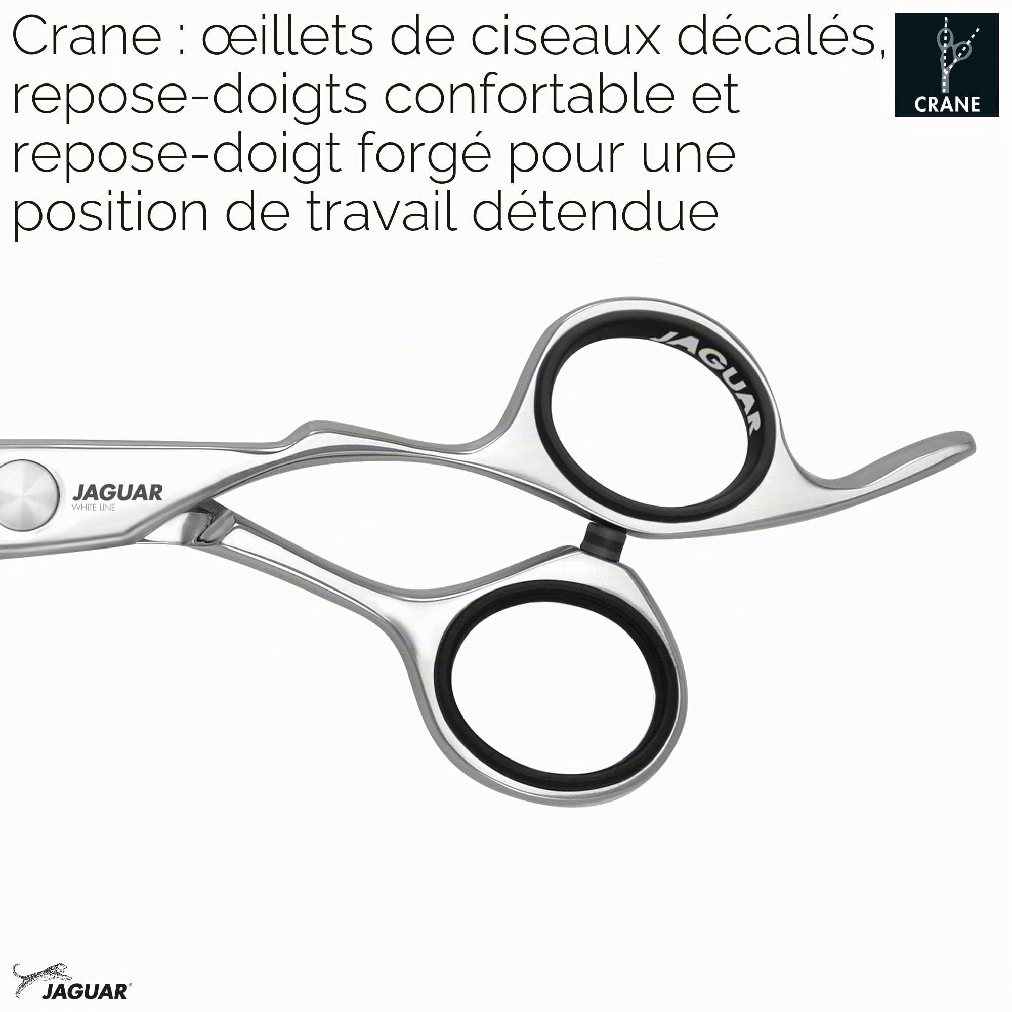 "JAGUAR Hera Ciseaux de coiffure 7,0" | Ciseaux de coiffure au design grue avec crochet forgé et lame arrondie | Poli | Fabriqué en Allemagne"