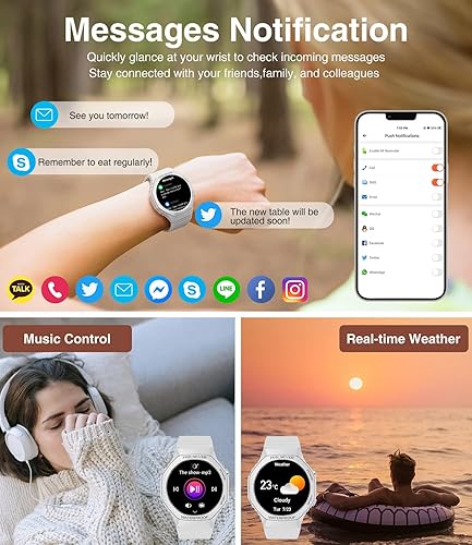 Miniatura 3 de FOXBOX Relojes inteligentes para mujer, responderhacer llamadas, más de 100 modos deportivos de 1.32 pulgadas, rastreador de fitness, ritmo
