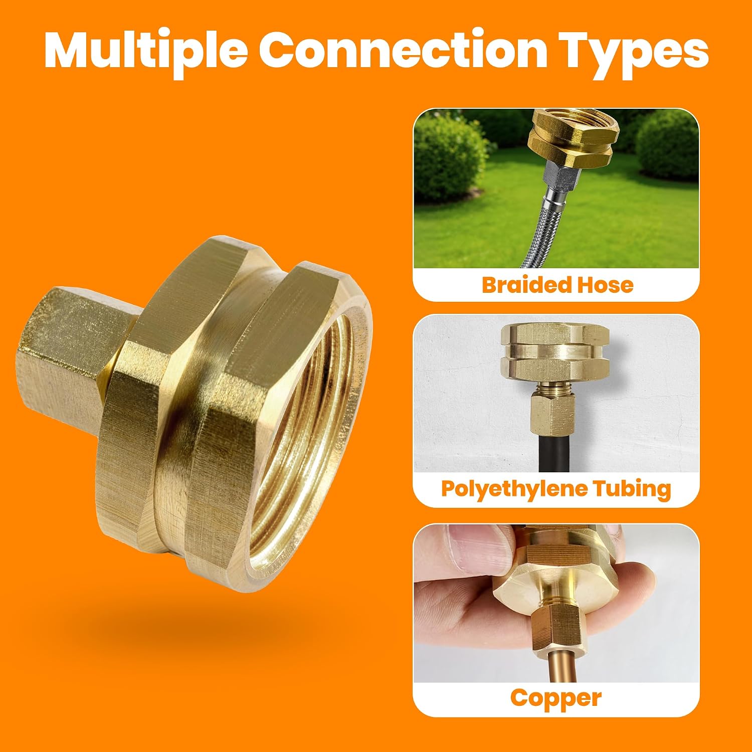 3/4 in. FHT x 1/4 in. Compression Brass Adapter Fitting, Standard, 2-Pack, Corrosion Resistant Brass Connector