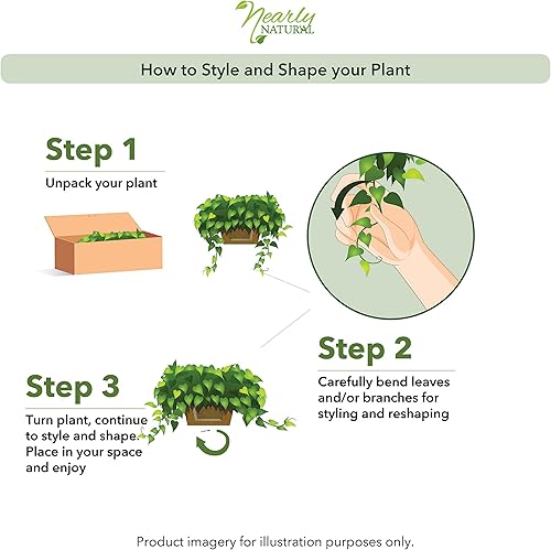 Miniatura 7 de Nearly Natural 6681 potus de seda con maceta, decorativa, color verde