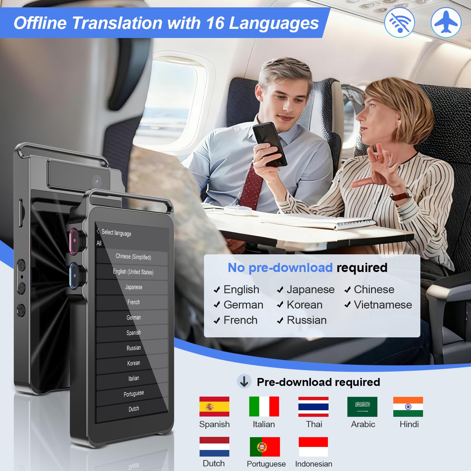 Traduttore Vocale Istantaneo Multilingue, Traduttore Simultaneo Vocale per 150 Lingue Online, Traduttore Istantaneo Vocale Offline con Italiano offline Traduzione di Foto per Viaggi e Affari