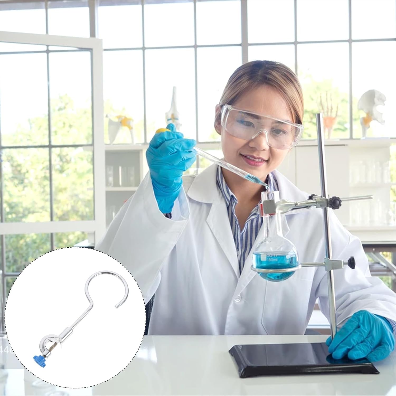 80mm Open Clamp Ring with Screw Fastener for Laboratory Retort Stand, Beaker and Separating Funnel Holder, Metal Flask Support Accessory for Scientific Lab Use