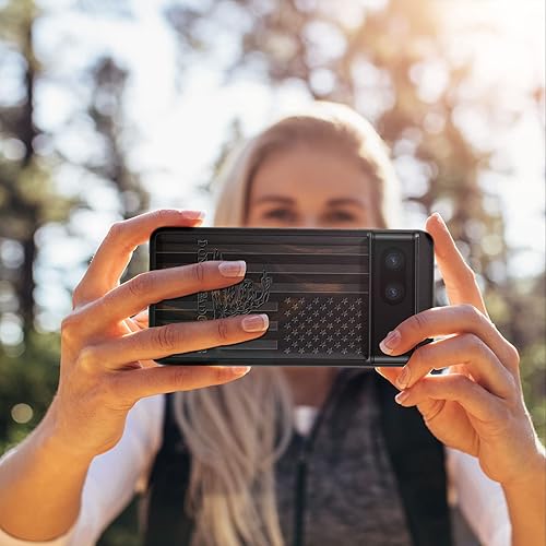 Miniatura 6 de Carveit Funda de madera para Pixel 6a madera natural y TPU suave negro a prueba de golpes, funda de madera única y elegante compatible con Google