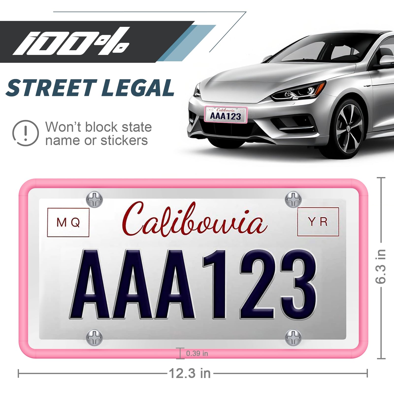 QiqaMole Silicone License Plate Frames, License Plate Holder for US CA Cars, Silicone Car Plate Cover Rustproof & Rattle Proof & Weatherproof Car Accessories (Black 2 Pack)