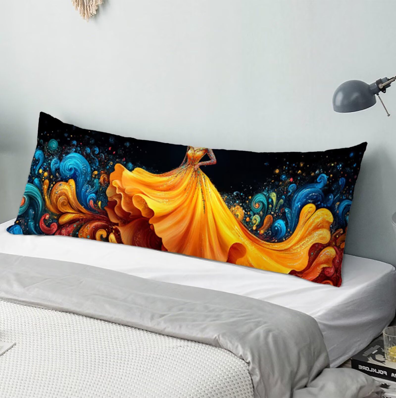 Seitenschläferkissen Bezug 60 x 180 cm Farbe Seitenschläferkissen mit Unsichtbarem Reißverschluss, Samt Atmungsaktiv und Weich Schwangerschaftskissen Body Pillow Frau, für Deko Wohnzimmer Sofa R-600