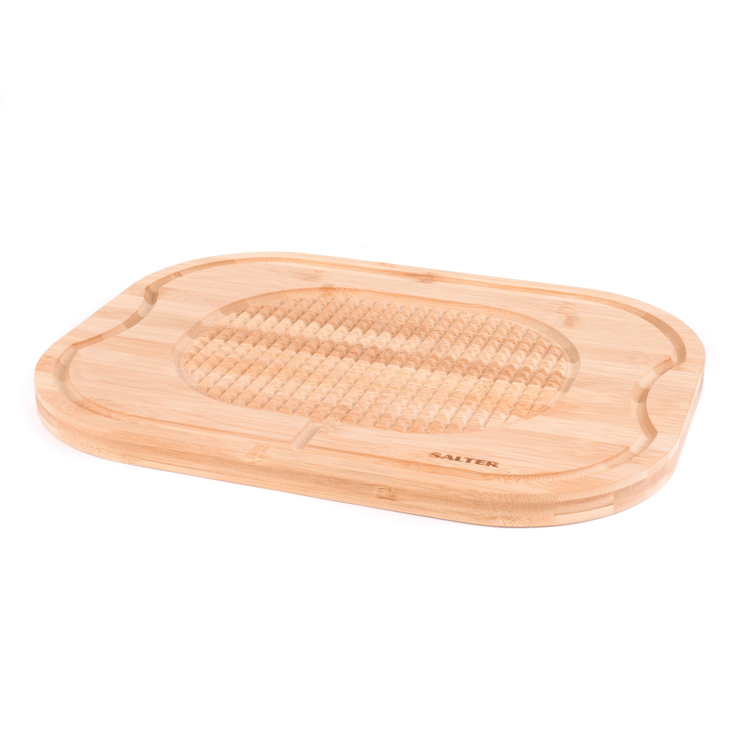 SalterBW07271 Bamboo Chopping Board β Wooden Carving Surface With Textured Spikes Meat Rest, Serving Board/Platter, Steak Cutting Board, Juice Groove, Meats/Bread/Fruit/Vegetables, Durable, 40 x 30cm