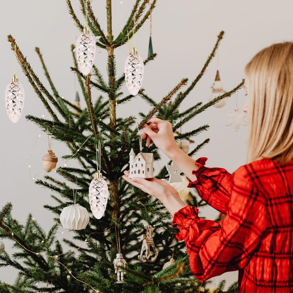 DECHOUS 10Pcs Plastic Pine Cones Ornaments for Christmas Tree Hanging Pendants Shatterproof Christmas Pinecone Baubles for Party Holiday Decorations - Image 4