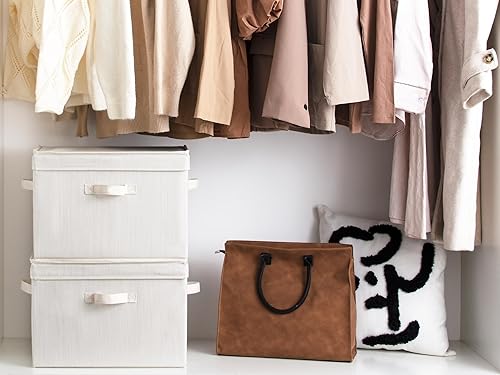 Miniatura 10 de StorageWorks Contenedor de almacenamiento para armario con tapas, cajas de almacenamiento decorativas con asas, contenedores de almacenamiento de