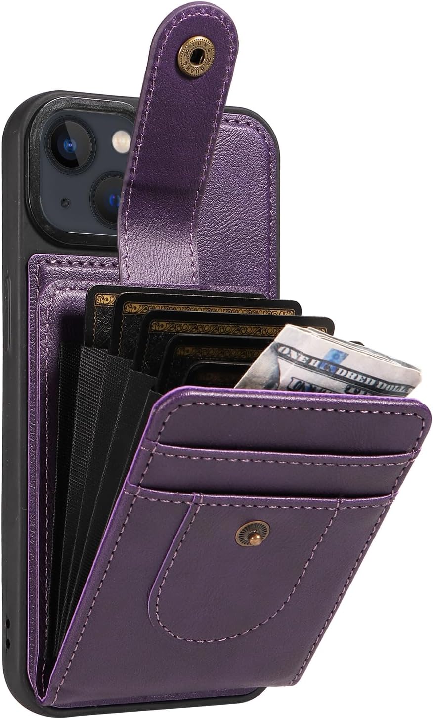 Caseurban Compatible with Magsafe 2 in 1 Detachable Wallet Case for iPhone 13/14 with Card Holder, Magnetic PU Leather RFID Blocking Kickstand Card Slots Case Shockproof Protective Phone Cover