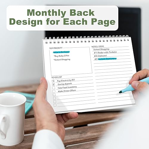 Miniatura 3 de SUNEE Calendario de escritorio pequeño 2024-2025 de 8 x 6 pulgadas, calendario pequeño de 21 meses desde ahora hasta junio de 2025, mini calendario