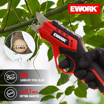 EWORK 4.2V Electric Pruning Shears, 0.7 Cutting Diameter