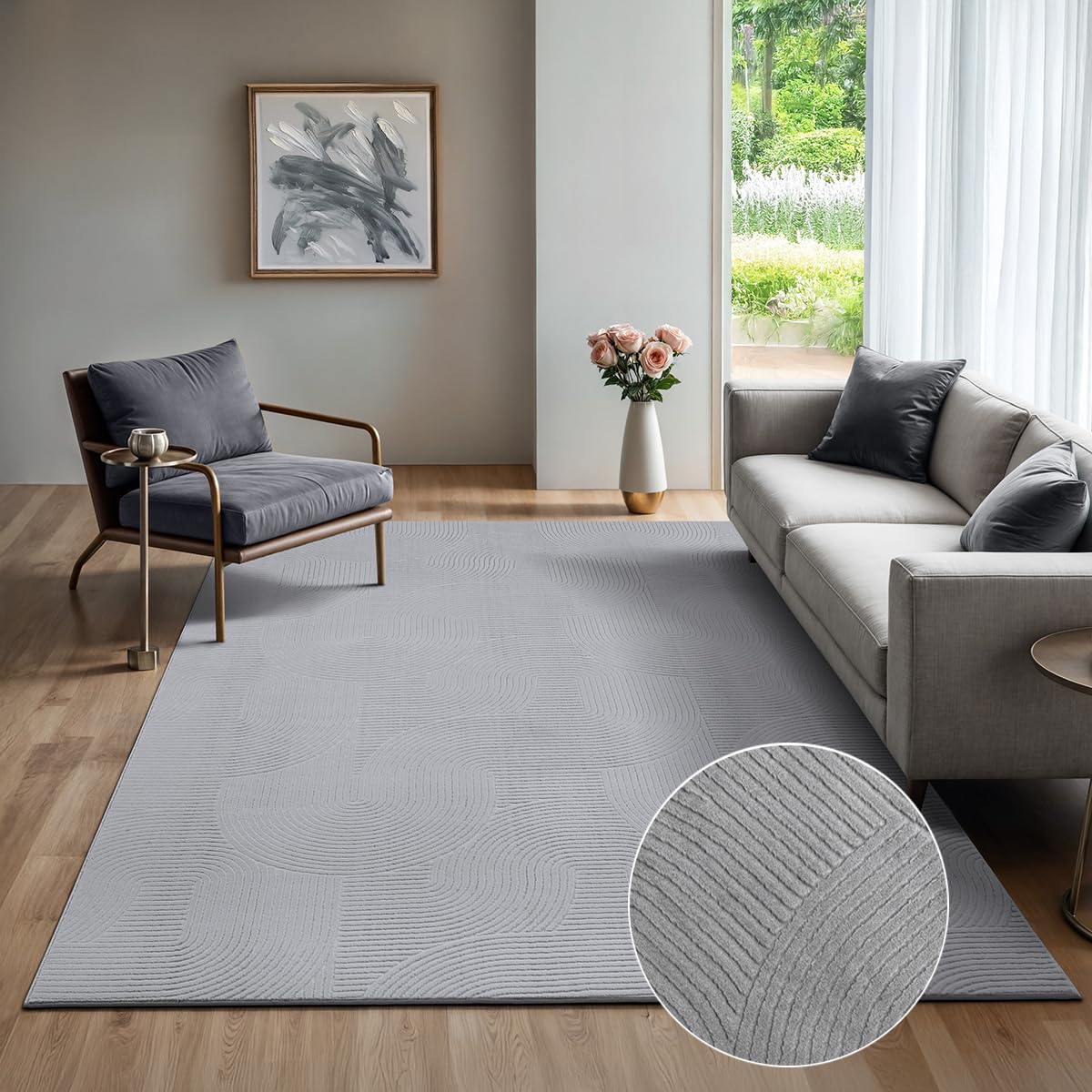 the carpet Rio - modern and soft carpet with non-slip backing and 3D look, fluffy surface, easy-care and robust, grey, 160 x 220 cm — image 1