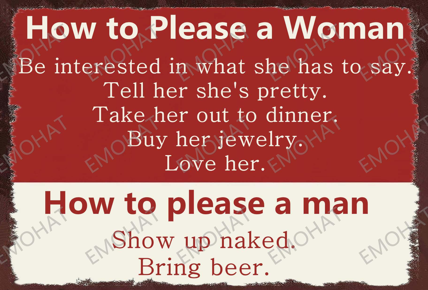 Kwqdozf As Pic Tin Sign Wall Decoration How To Please A Woman And A Man Sign Iron Poster L