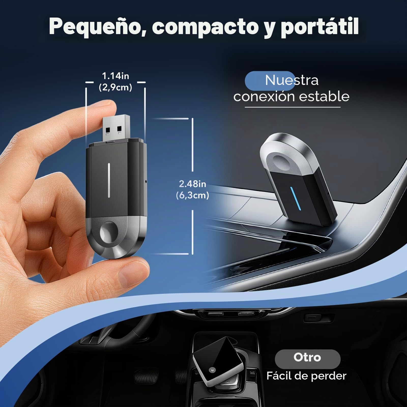 LAMTTO Adaptador Carplay Inalámbrico 2 en 1 Carplay Android Auto con y USB-C/A, Plug & Play, Conexión Fluida y Estable, Sin latencia, Wireless Compatible con iOS 10+/Android 11+ y