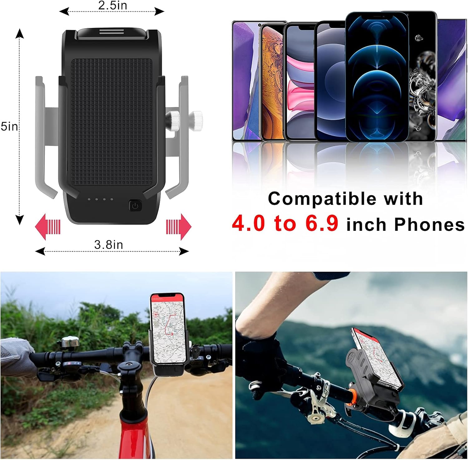 Tsuinz Bike Lights Front and Back Bike Light Bright USB Rechargeable Bicycle Headlight and Taillight with IPX4 Waterproof Mount 4 In 1 Bike Light Holder with Horn for Phone 4.0 to 6.5 inches : Sports & Outdoors