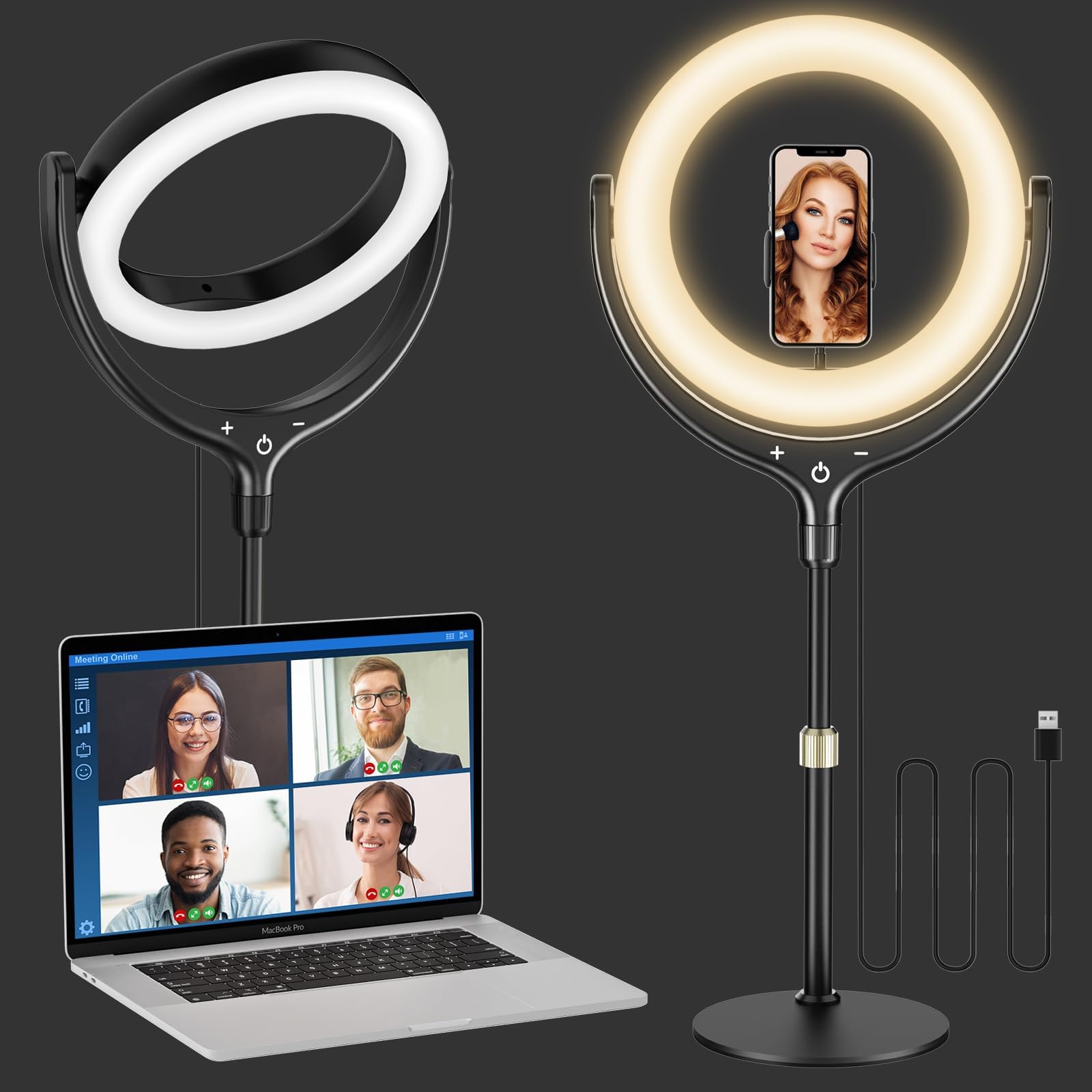 Amazon.com : 10 Inch LED Ring Light with Stand for Computer | Video ...