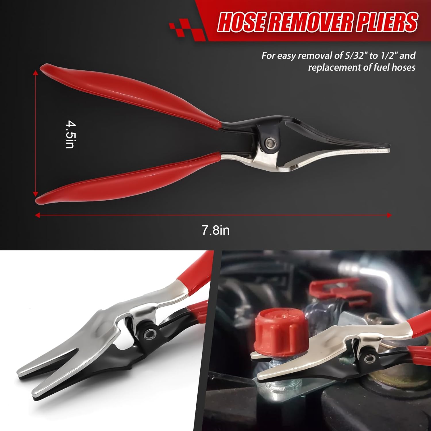 6Pcs Fuel Line Disconnect Tool Set,Hose Pipe Clamp Clip,Hose Clamp Tool,9"Fuel Filter Caliper,Hose Remover Pliers,30 Degree Disconnect Pliers for Automobile fuel system maintenance.