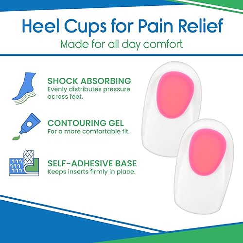Miniatura 3 de ViveSole Taloneras de gel para dolor, fascitis plantar (par)  Almohadillas de silicona para alivio, espolones de talón, zapatos, tratamiento de