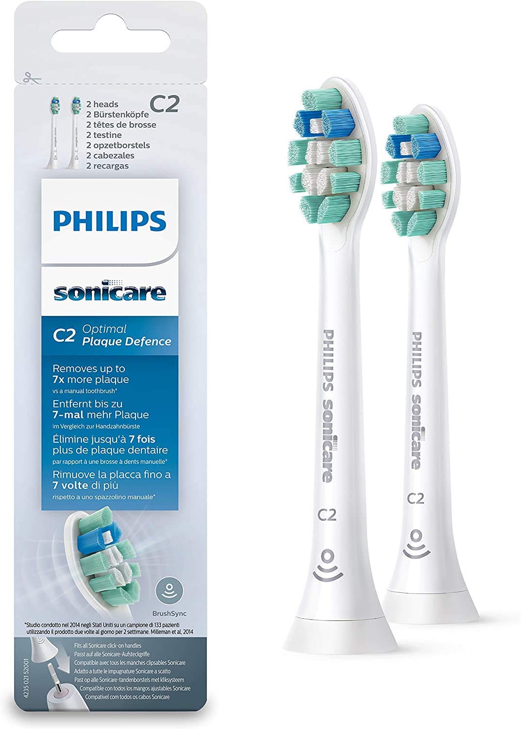 Philips Sonicare Optimal Plaque Defence - Sonic Şarjlı Diş Fırçası 2'li Yedek Başlık - Beyaz