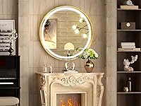 Vista 8 de Hasipu Espejo de baño LED con luces de 40 x 26 pulgadas, espejo de luz con marco de metal negro para tocador, antiniebla, regulable, 3