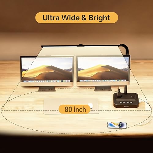 Miniatura 4 de Lámpara de escritorio LED ajustable para oficina en casa  Hub de alimentación integrado con 2 salidas de CA espaciadas amplias, puertos de carga