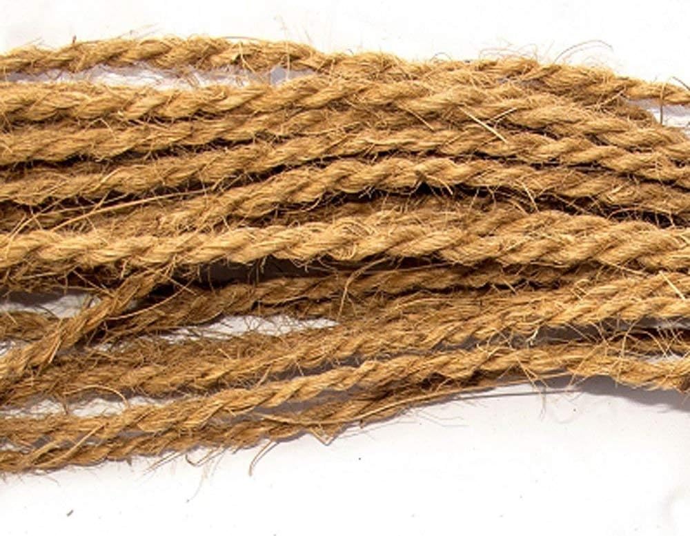 Hand Made Coconut Fiber Rope - 60 Feet - Brown(Natural Colour) - 6 mm