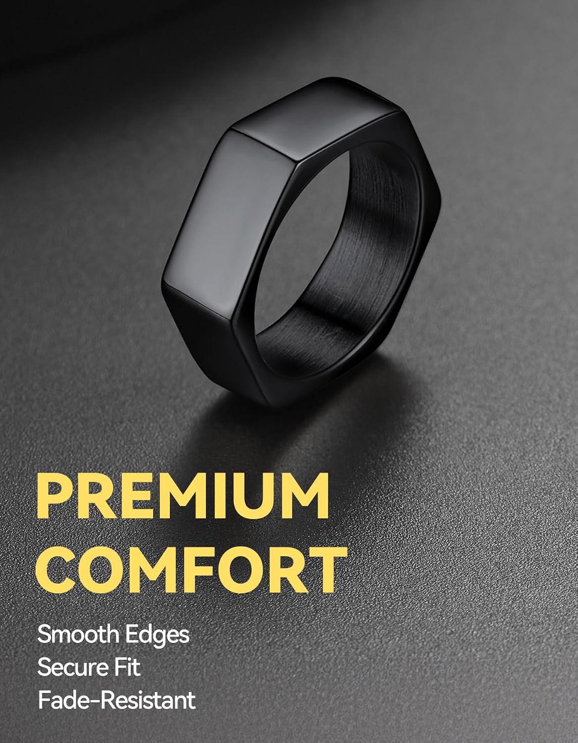 ChainsHouse Stainless Steel Ring,Unisex Design,Hexagon or Signet Ring