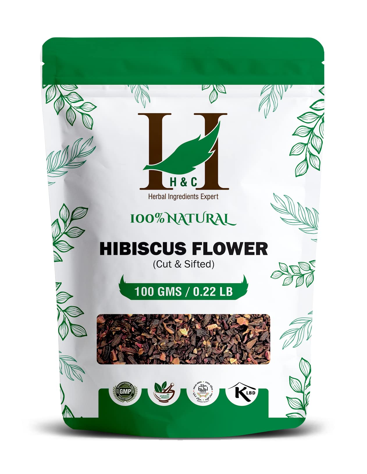 H&C Hibiscus Flower (Cut and Sifted) - 100g Pack | Herbal Tea Ingredient | Loose Tea - (Rosa Sabdariffa)