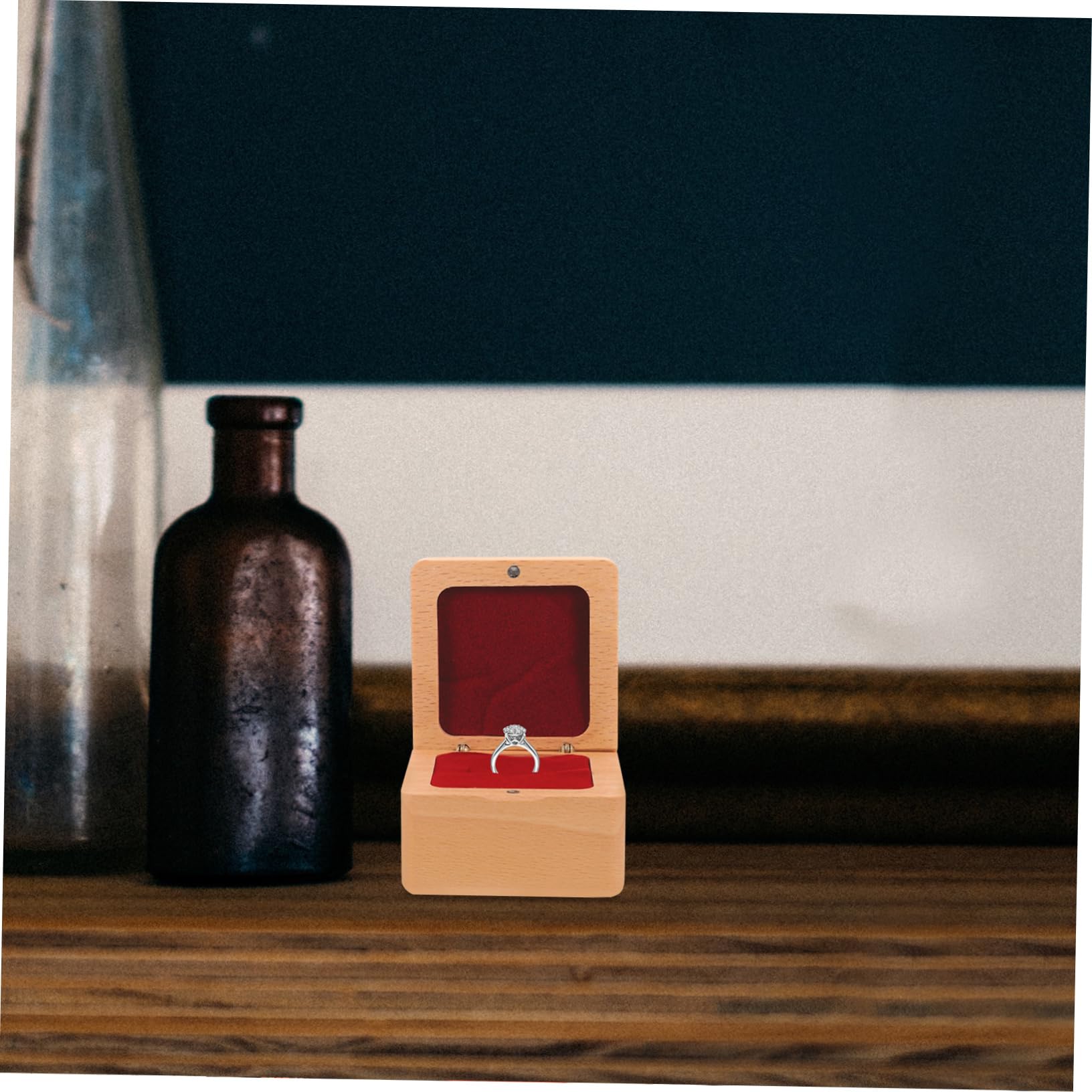 Beavorty 4 Pièces Boîte à Anneaux Bois de Hêtre Organisateur de Multifonctionnel pour Alliances et Boucles Oreilles Rangement Durable et Élégant pour Fiançailles
