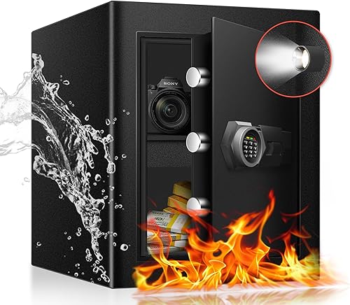 Caja de seguridad ignífuga de 2.3 pies cúbicos para el hogar, caja de seguridad de acero con teclado electrónico digital, caja de seguridad para