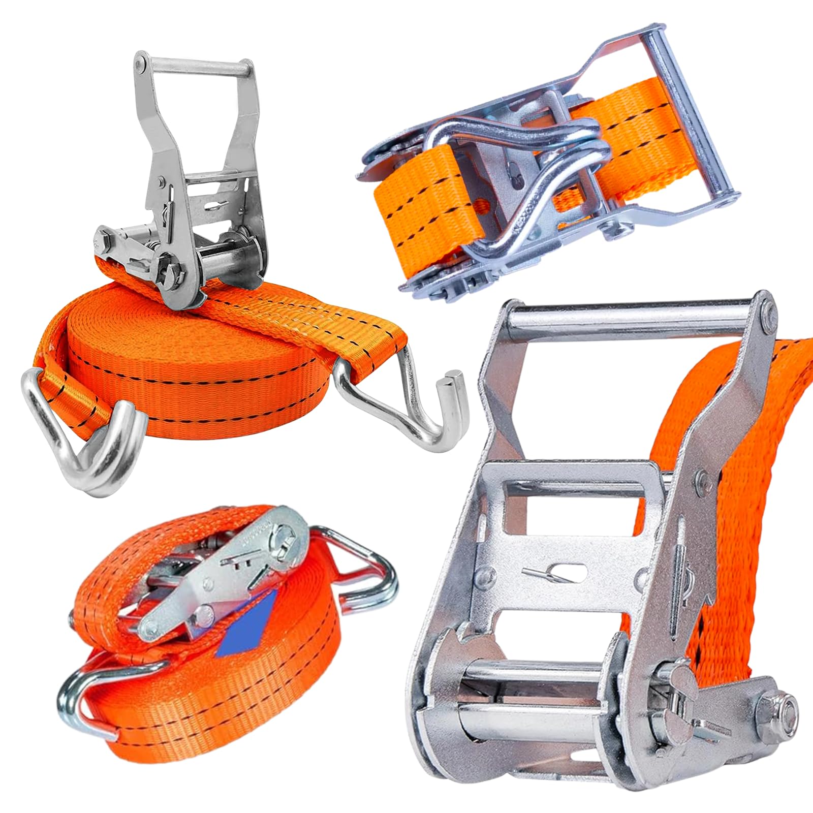 VR7 - Set di 2 cinghie a cricchetto resistenti, 10 m x 50 mm, 5 tonnellate