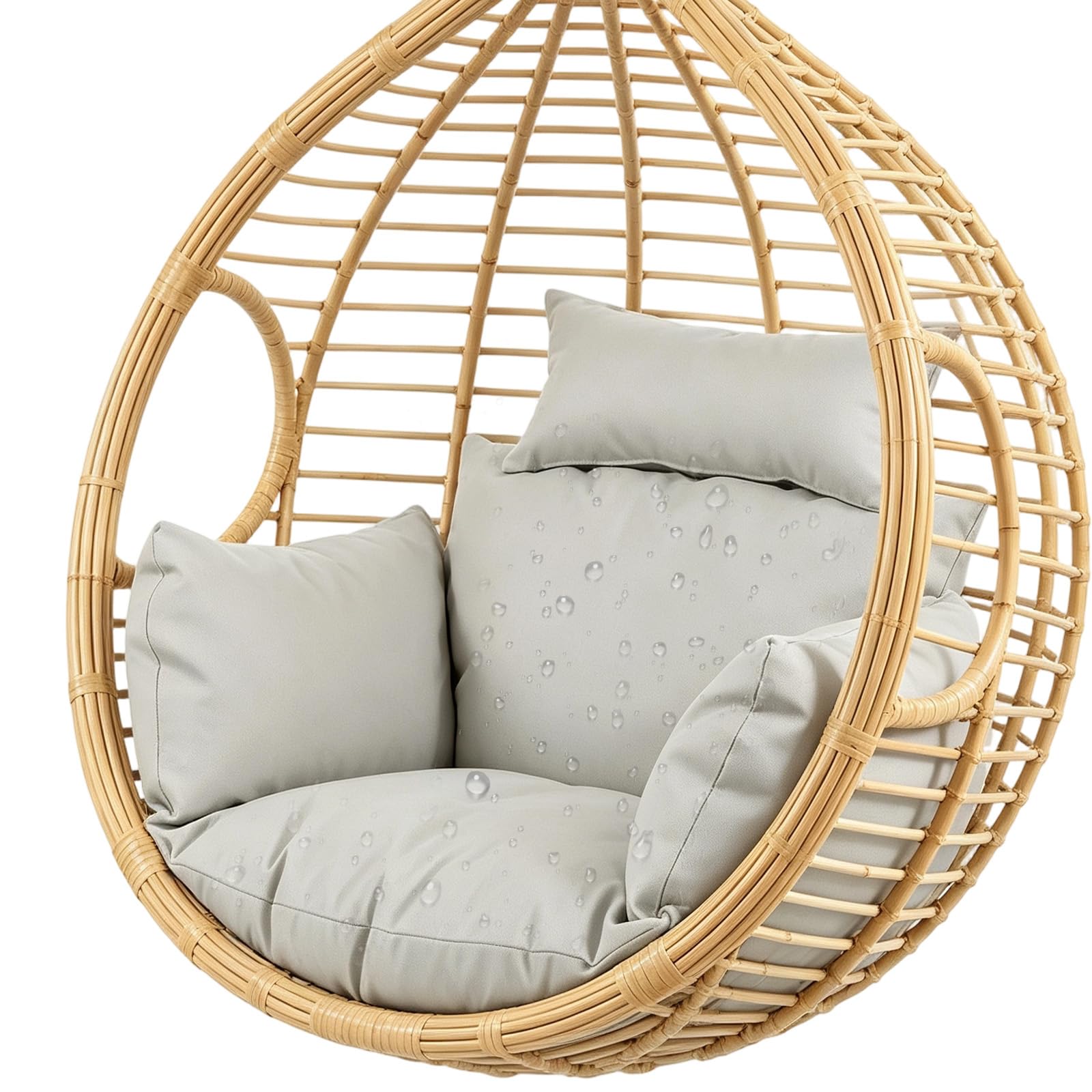 Coussin pour Fauteuil Suspendu en Rotin, Siège Balançoire Moderne, Housse de Coussin de Jardin avec Appui-Tête, Coussin de Siège en Polyester Souple et Imperméable, Coussin de Remplacement pour