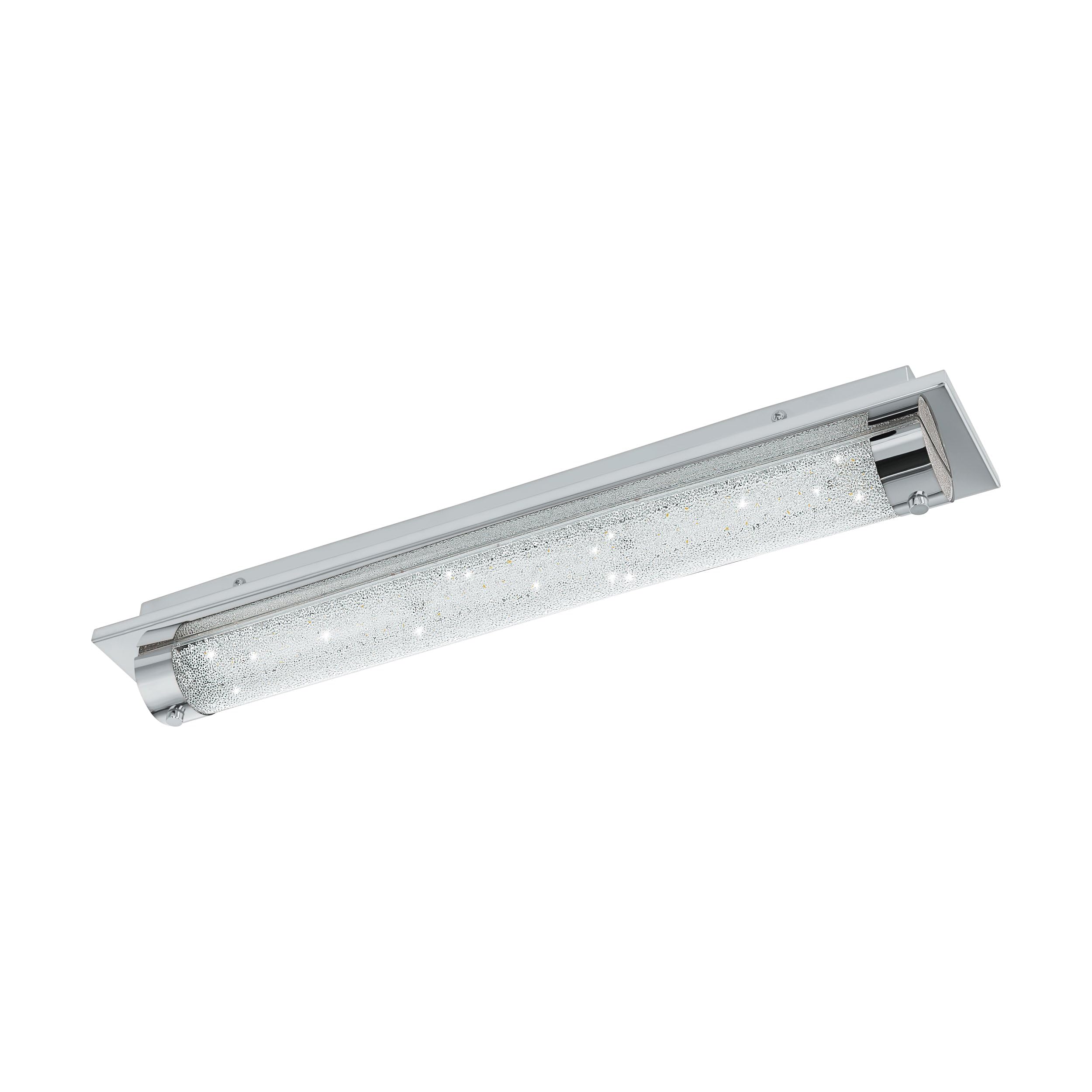 EGLO LED Deckenleuchte Tolorico, 1 flammige Wandlampe Bad | Badezimmer Lampe aus Edelstahl, Glas und Kristall in Chrom, Klar, LED Feuchtraumleuchte neutralweiß, IP44, L 57 cm
