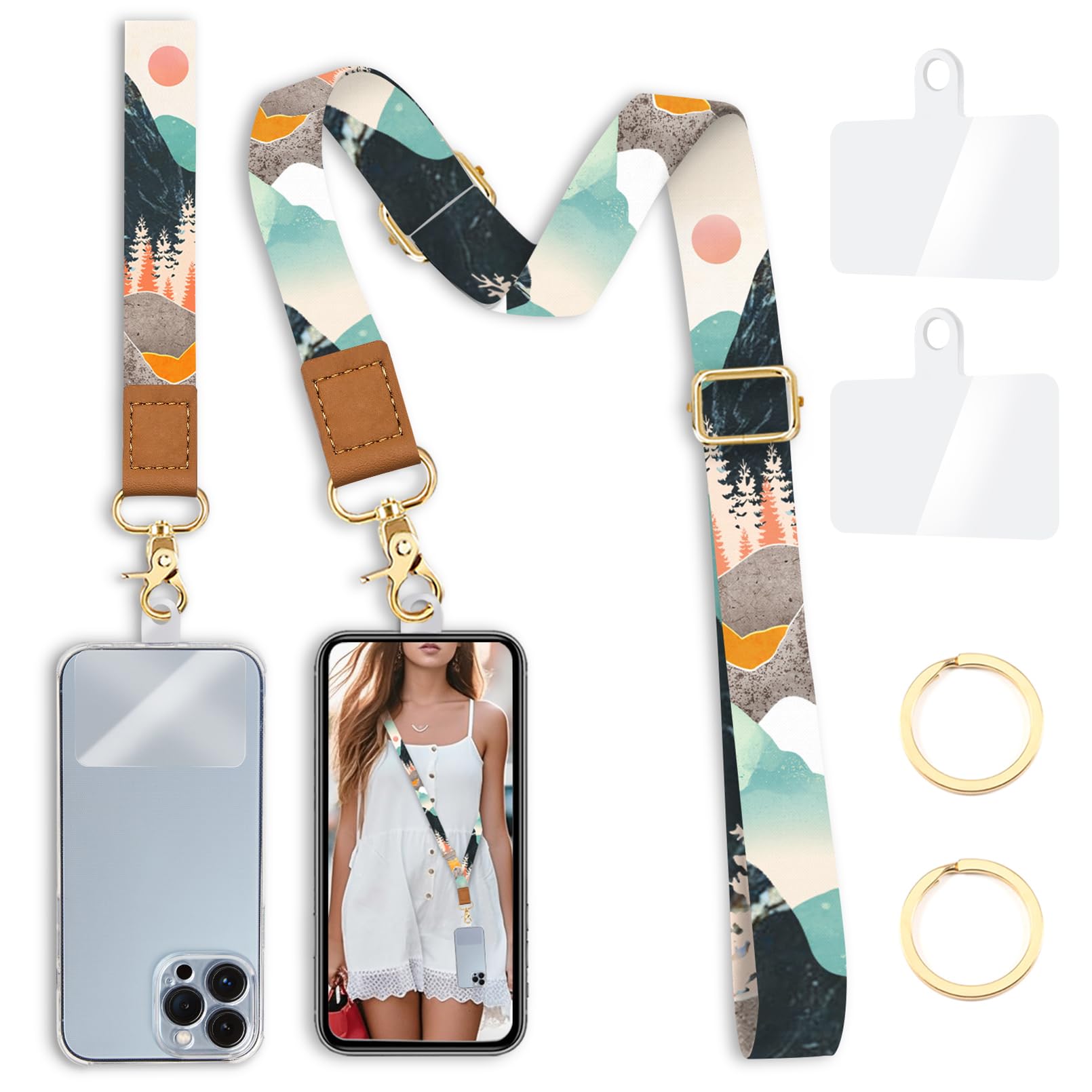 Yonlevres Phone Lanyard Crossbody Strap Wrist Neck Adjustable Women Sunrise