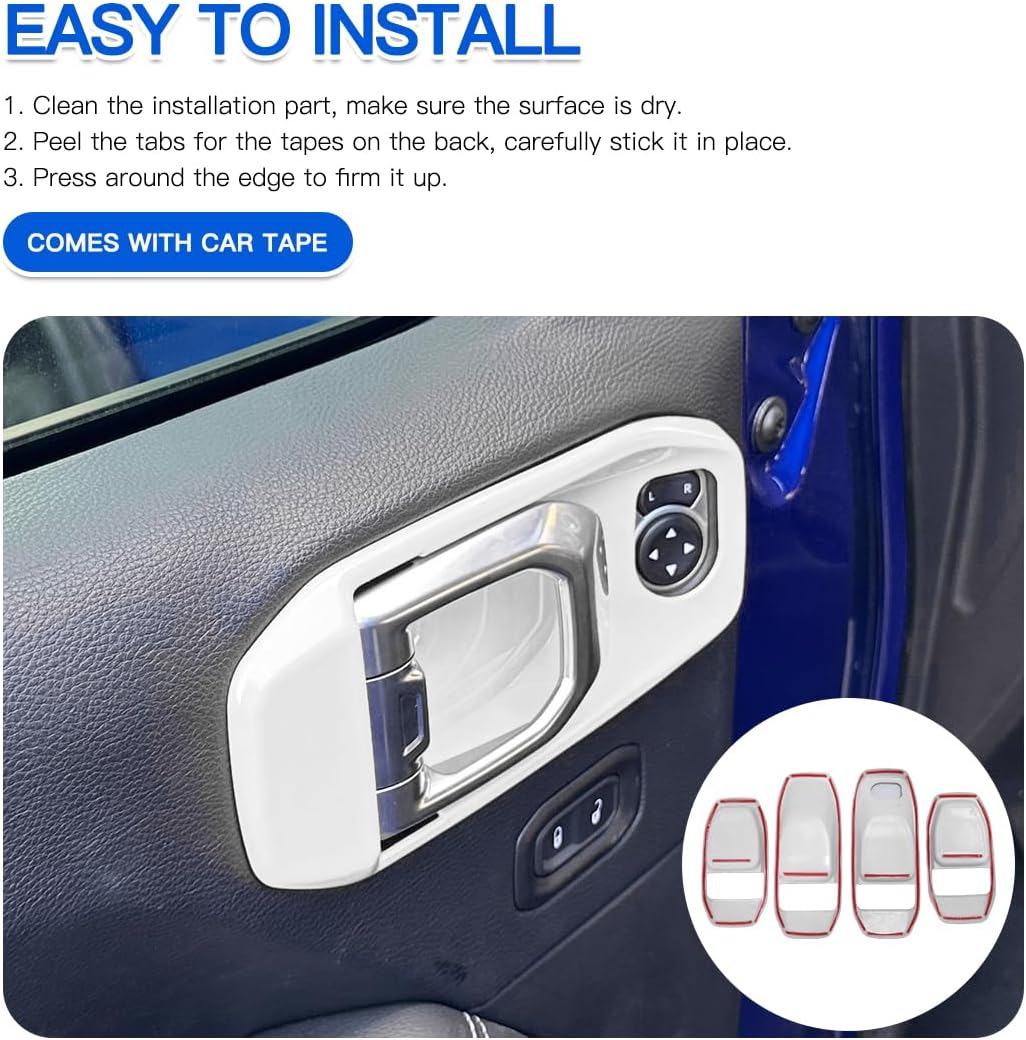 Barong for Jeep JL Inner Door Handle Bowl Cover Decor Trim for 2018-2025+ Jeep Wrangler JLU Gladiator JT 4xe Interior Accessories White 4PCS