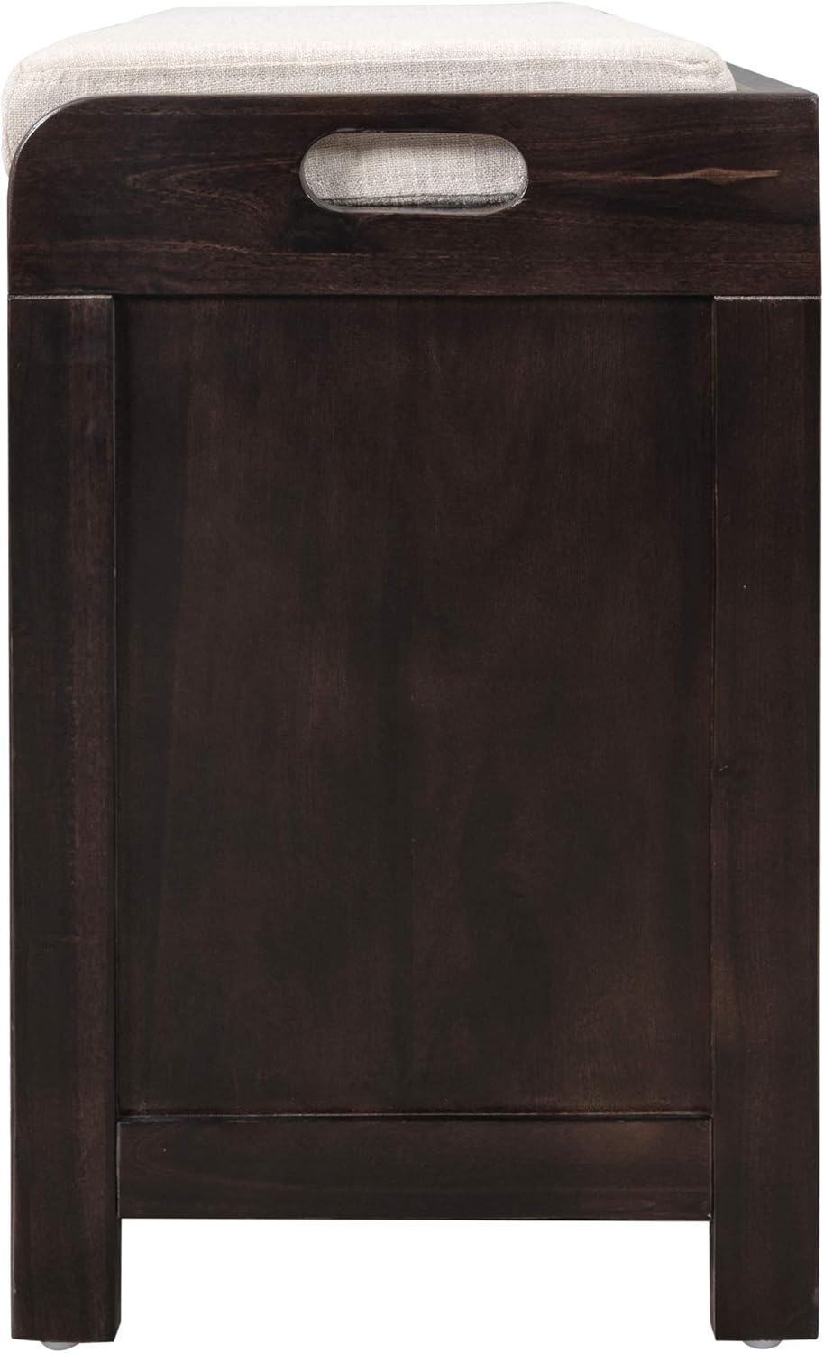 Knocbel Farmhouse Storage Bench, Hallway Entryway Bedroom Cabinet with Drawers, Removable Cushion & Wicker Basket, Fully Assembled, 32" L x 11.8" W x 20" H (Espresso)