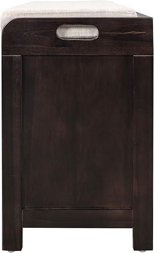 Miniatura 5 de Knocbel Banco de almacenamiento de granja, armario de entrada con cajones, cojín extraíble y cesta de mimbre, totalmente montado, 32 pulgadas de