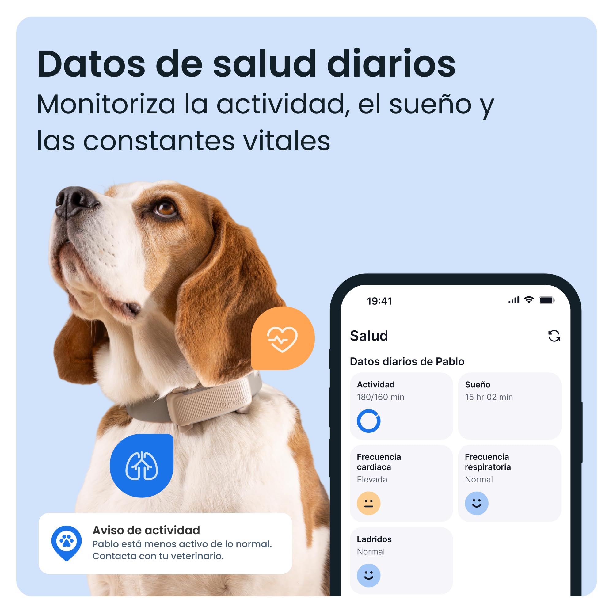 Tractive - GPS perros | 2025 Edición | N.º 1 del mercado | Localización en tiempo real | Alertas antifuga | Monitor de actividad | Avisos de salud | Seguimiento de ladridos (Marrón)