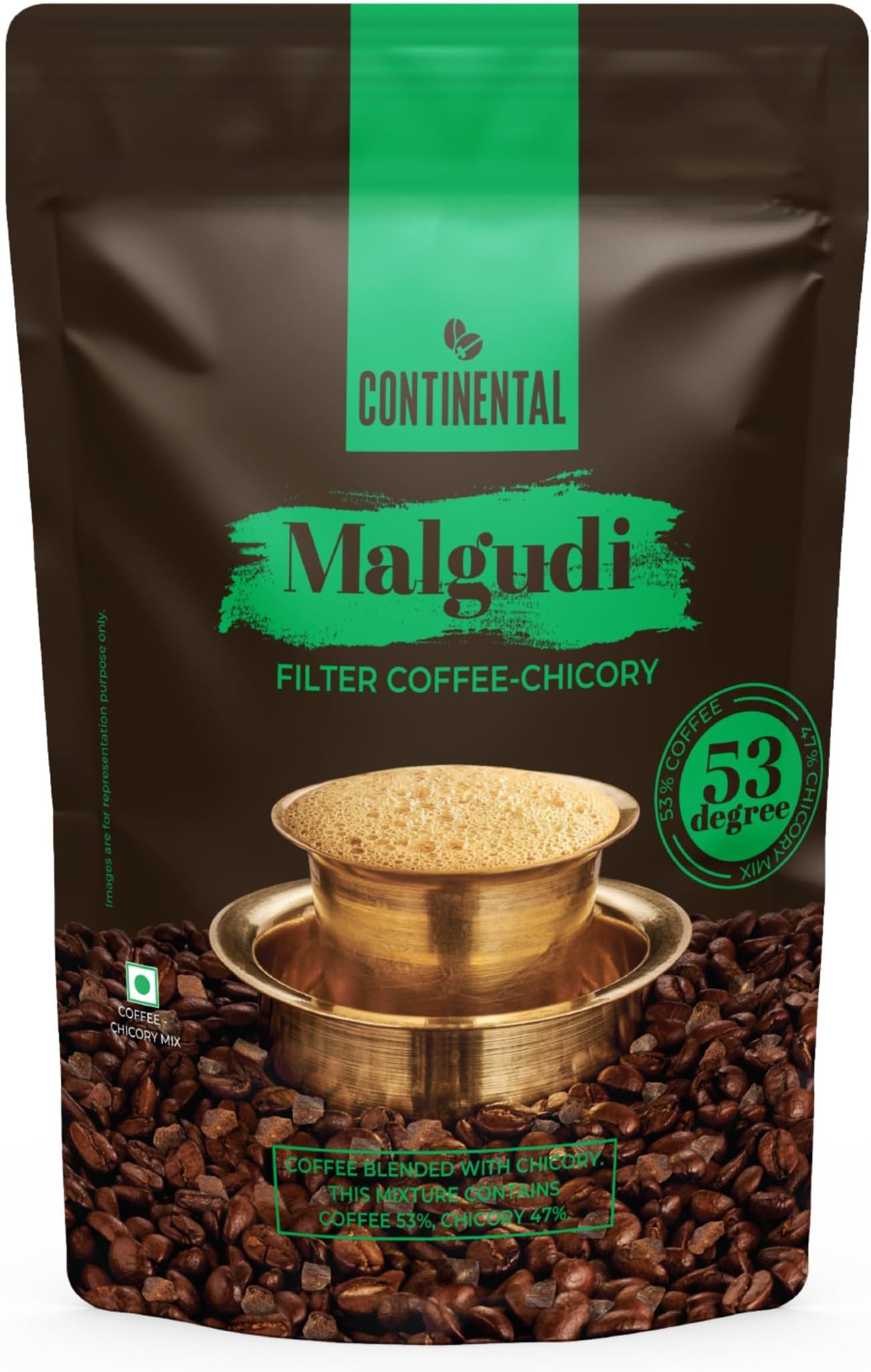 Filter Coffee Powder | 500gm Pouch | 53% Coffee - 47% Chicory | Traditional South Indian Filter Coffee Powder | Locks Real Aroma | Freshly Roasted Ground Coffee Powder