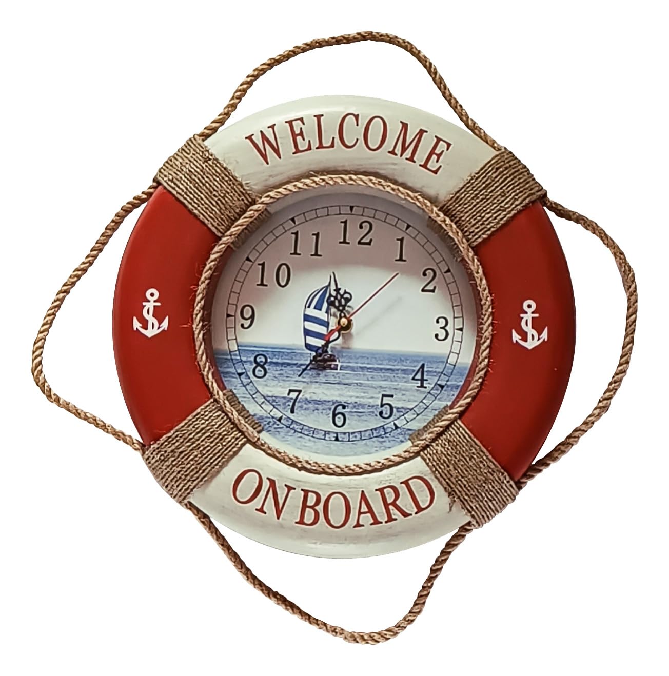 Uhr - Rettungsring Maritime Deko Styropor/Glas Ø=35cm rot Sea-Club