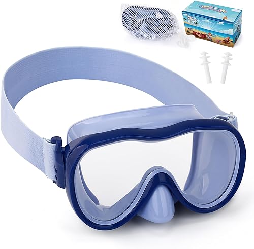 Gafas de natación para niños, máscara de buceo de esnórquel de 180 con cubierta para la nariz, gafas de natación antivaho para niños con correa de