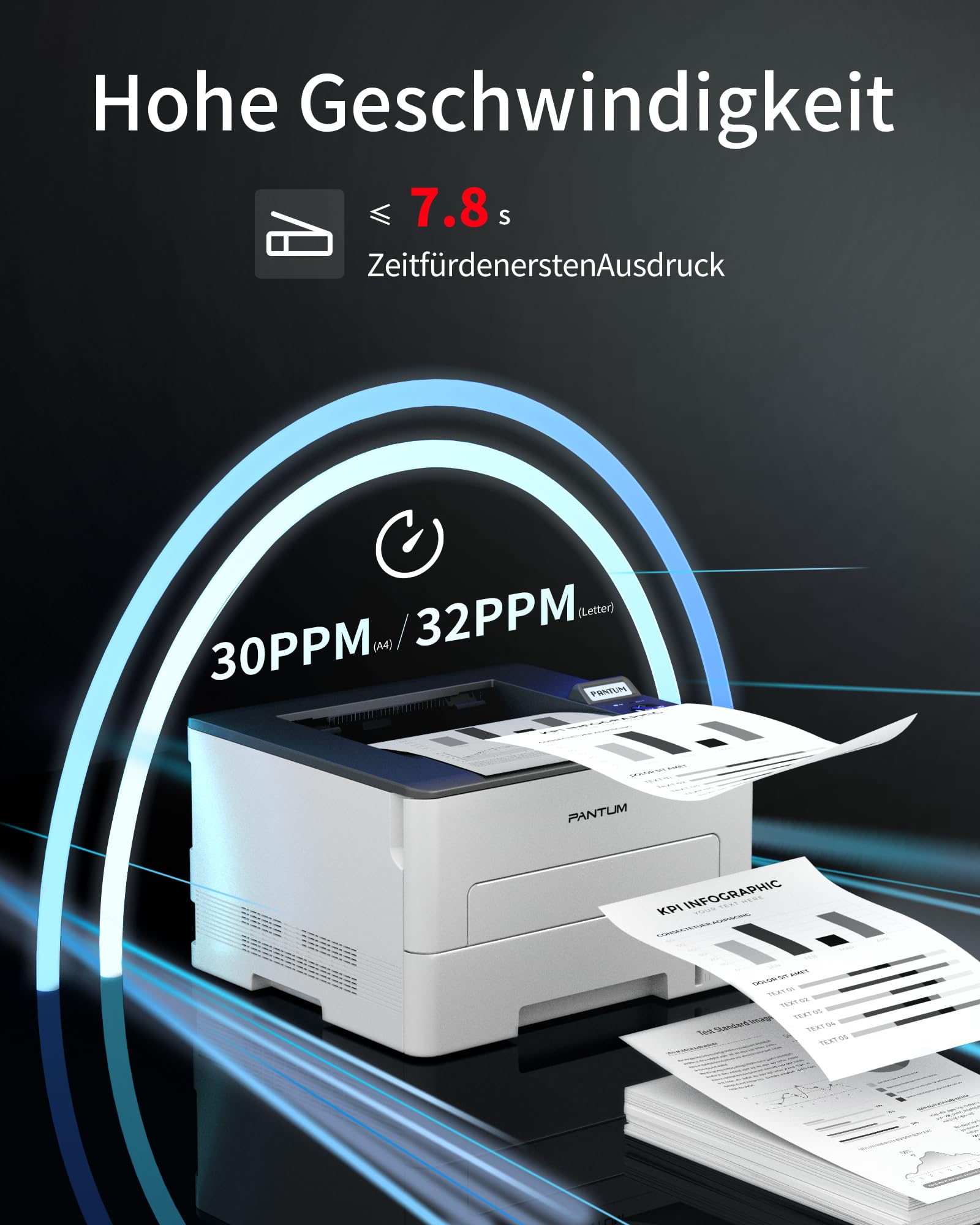 PANTUM P3018DW Laserdrucker Schwarz Weiss, Drucker WLAN/USB/Ethernet, Automatischer Duplexdruck, 30 ppm, Inklusive 1000-Seiten-Starter-Tonerkassette