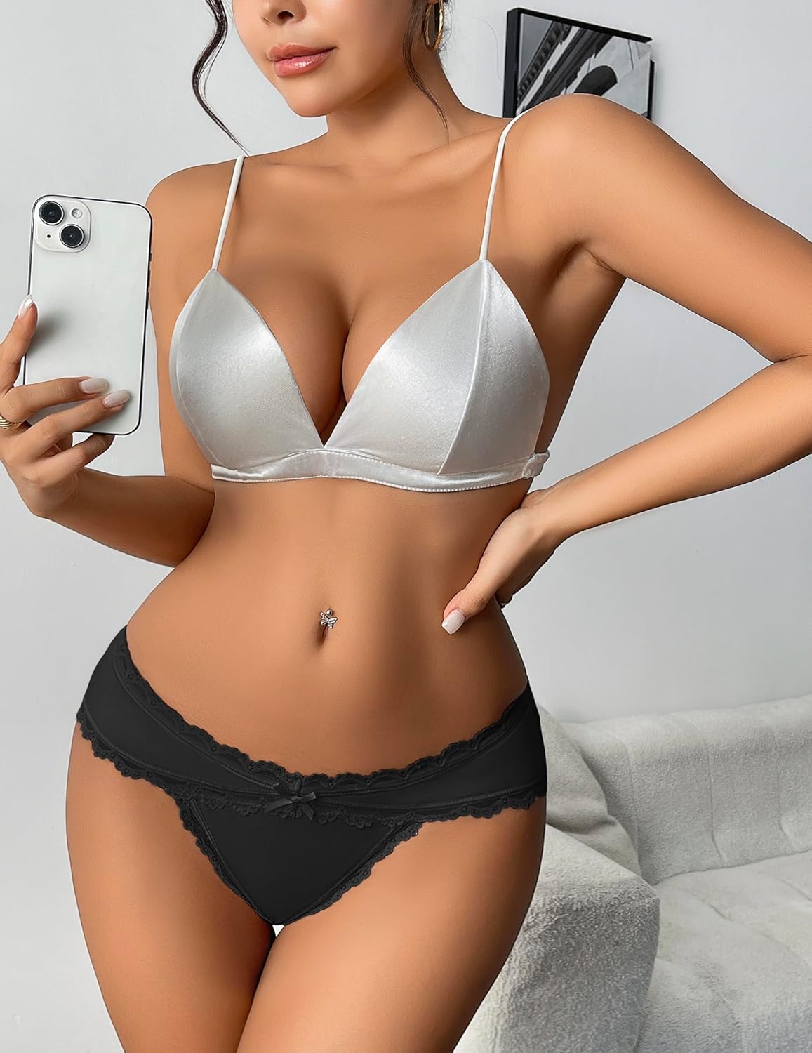 Avidlove Womens Underwear Cotton Panties Cheeky Bikini Underpanties Lace Stretch Hipster Briefs - Image 3