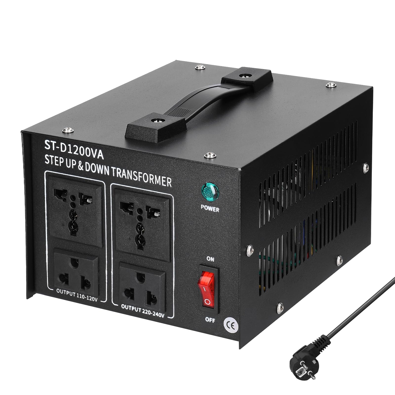 Potente Transformador de Voltaje, Transformador Reductor y descendente, convertidor de Voltaje de tamaño Compacto, 1200VA, electrodomésticos portátiles, Potente Transformador de Voltaje