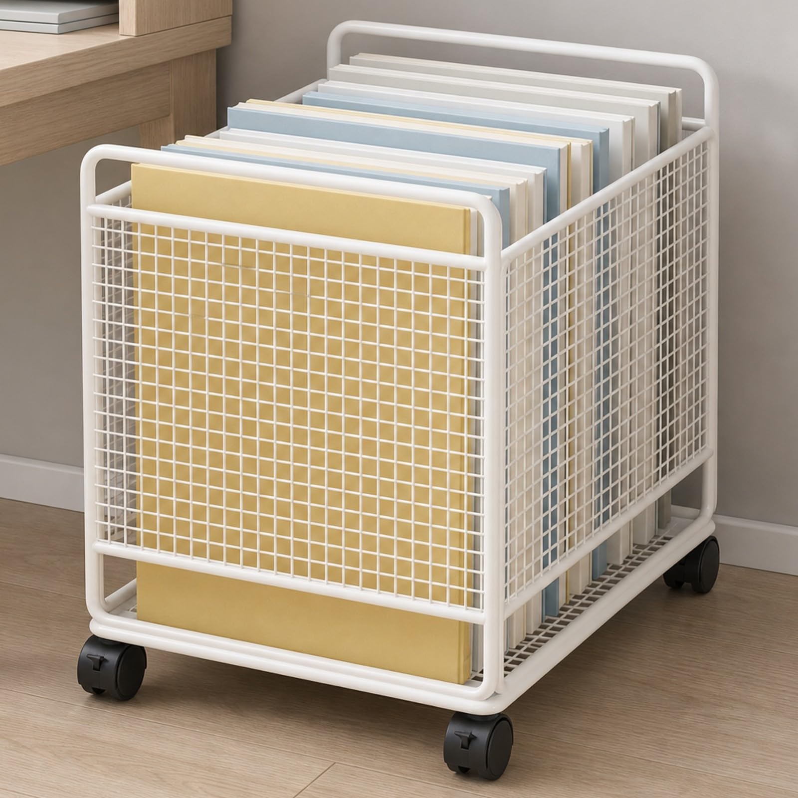 Caja Organizadora con Ruedas Práctico | Metálico, Organizador Libros con Ruedas, Móvil, para Oficina, Profesores