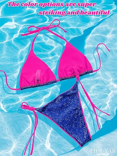 Miniatura 5 de Bikini con purpurina para fiesta en la piscina, correa de neón, acolchado de 2 piezas, traje de baño Boudoir Shoot