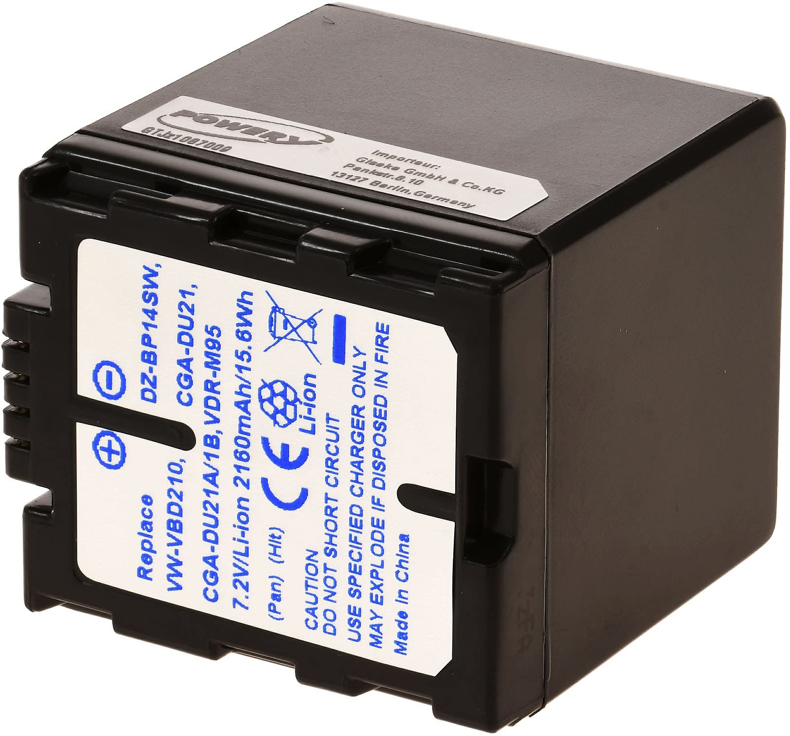 EXTENSILO 3x batteria compatibile con Panasonic NV-GS21, NV-GS22, NV-GS230, NV-GS250 fotocamera digitale DSLR (2500mAh, 7,4V, Li-Ion