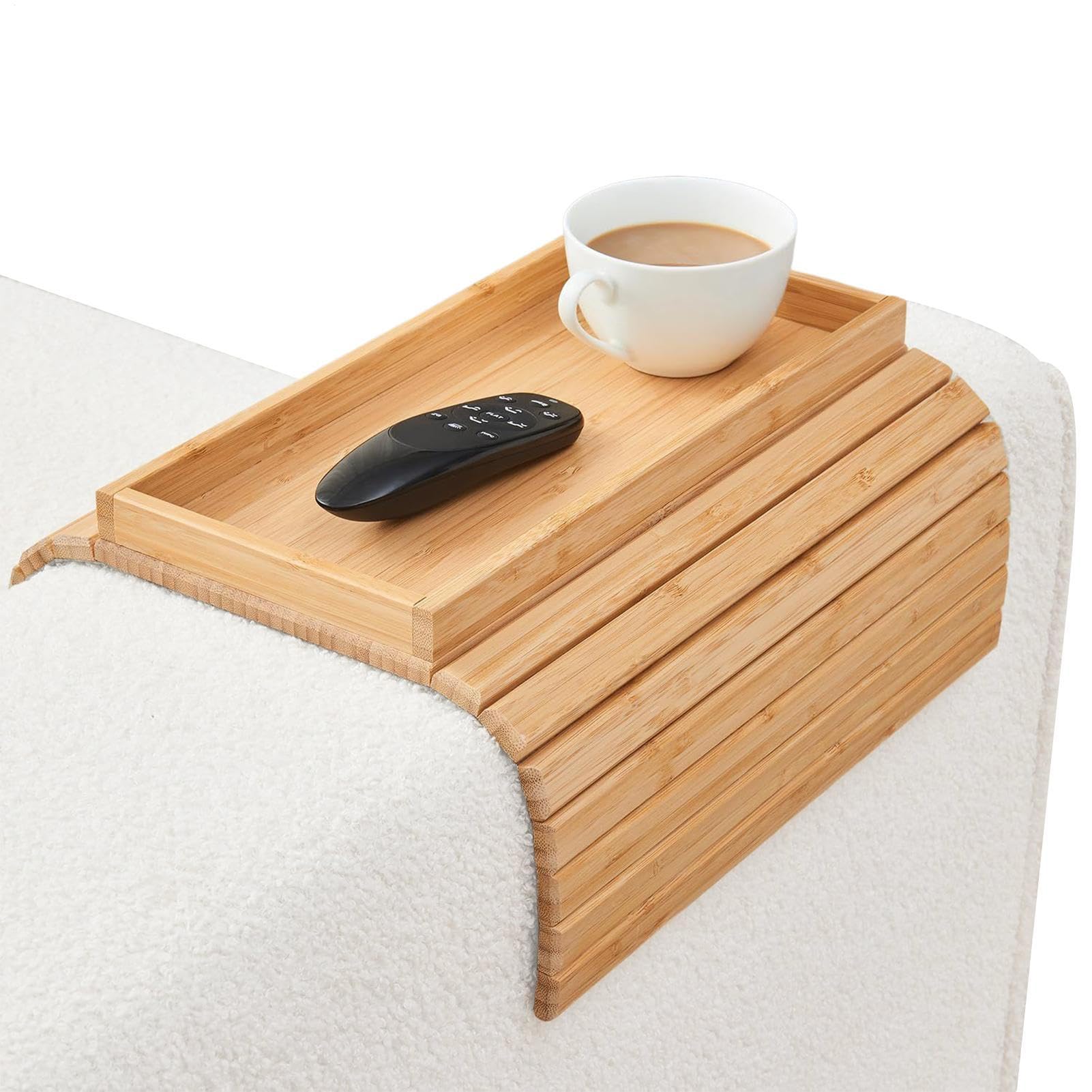 Bandeja para Brazo de Sofá Organizador Plegable De Madera